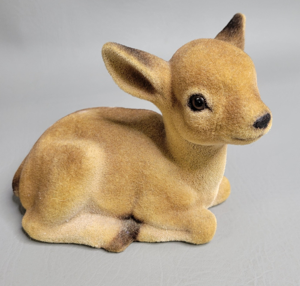 Vintage Patmar Flocked Fawn 5.5" x 4.25" Japan